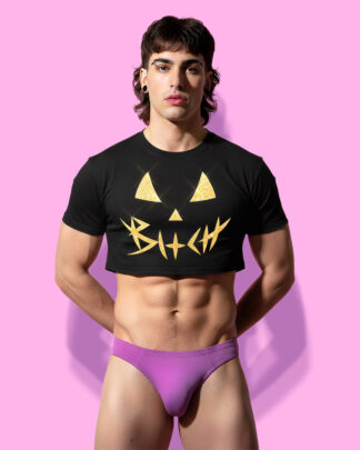 Halloween bxtch black crop-top (playera corta negra)