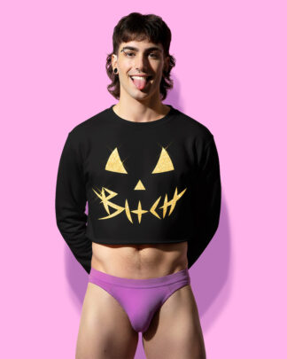 Halloween bxtch black crop-top (sudadera corta negra)
