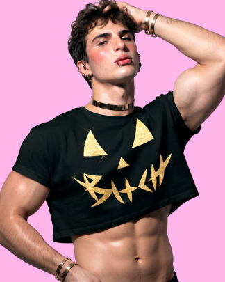 Halloween bxtch GOLD crop-top (playera corta negra)