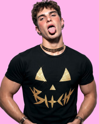 Halloween bxtch GOLD (playera negra)