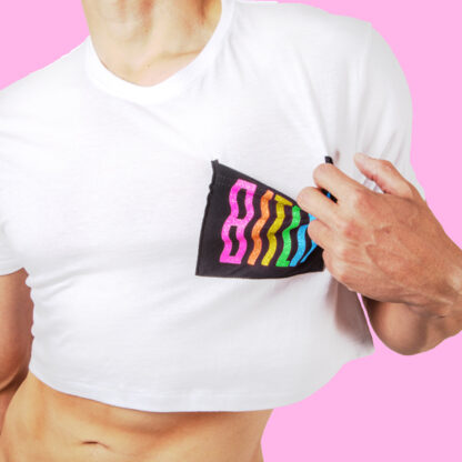 Rainbow bxtch! crop-top (playera corta blanca) - Image 2