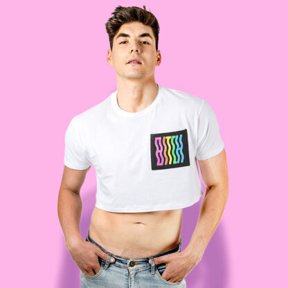 Rainbow bxtch! crop-top (playera corta blanca)