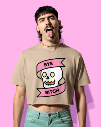 Halloween skull (bye, bitch!) crop-top (playera corta arena)