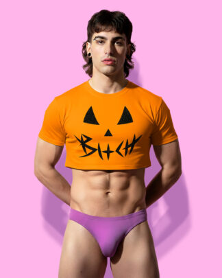 Halloween bxtch orange crop-top (playera corta naranja)