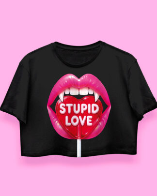 Stupid love crop-top (playera corta negra)