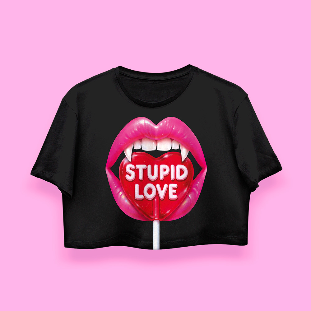Stupid love crop-top (playera corta negra)