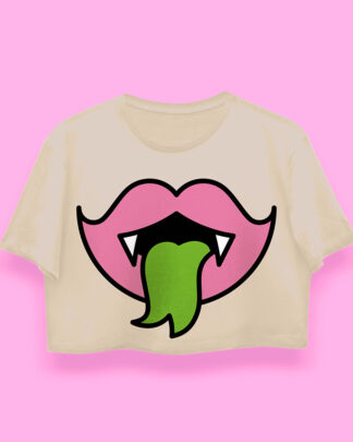 Halloween Vampire kiss crop-top (playera corta arena)