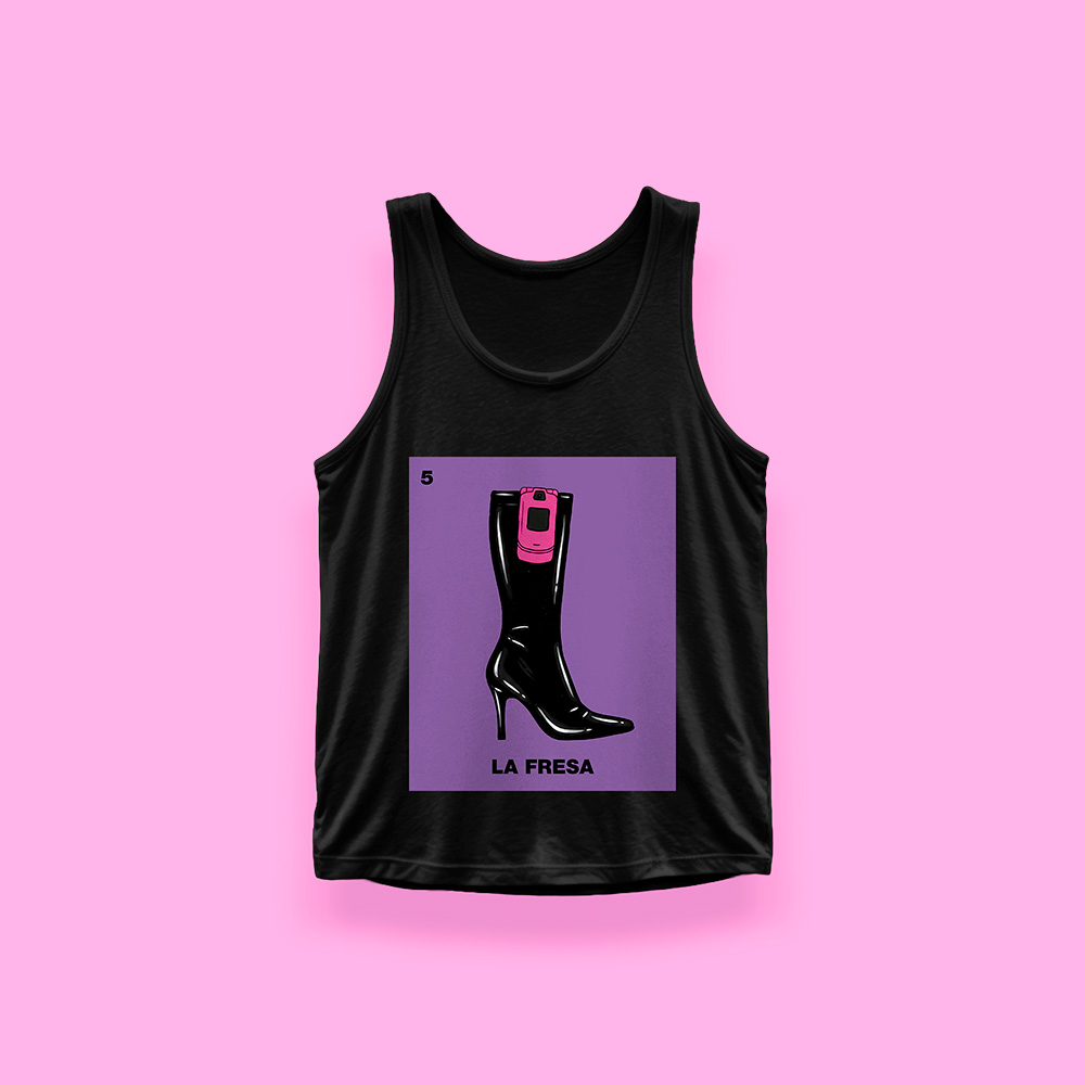 Lotería LA FRESA (tank top negro)