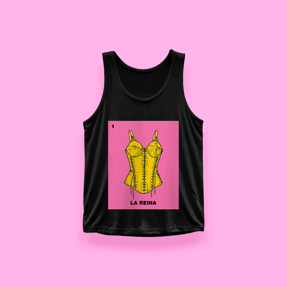 Lotería LA REINA (tank top negro)