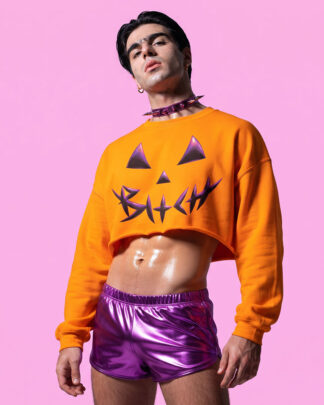 Halloween bxtch orange crop-top (sudadera corta naranja)
