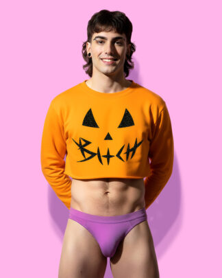 Halloween bxtch orange crop-top (sudadera corta naranja)