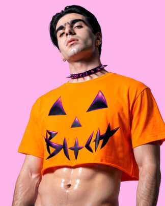 Halloween bxtch orange crop-top (playera corta naranja)