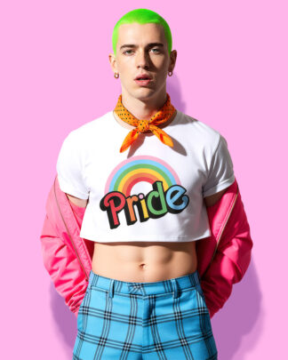 Pride Barbie crop-top (playera corta blanca)