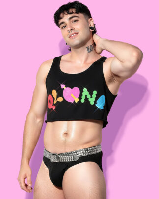 Q-lona crop-top (tank top corto negro)