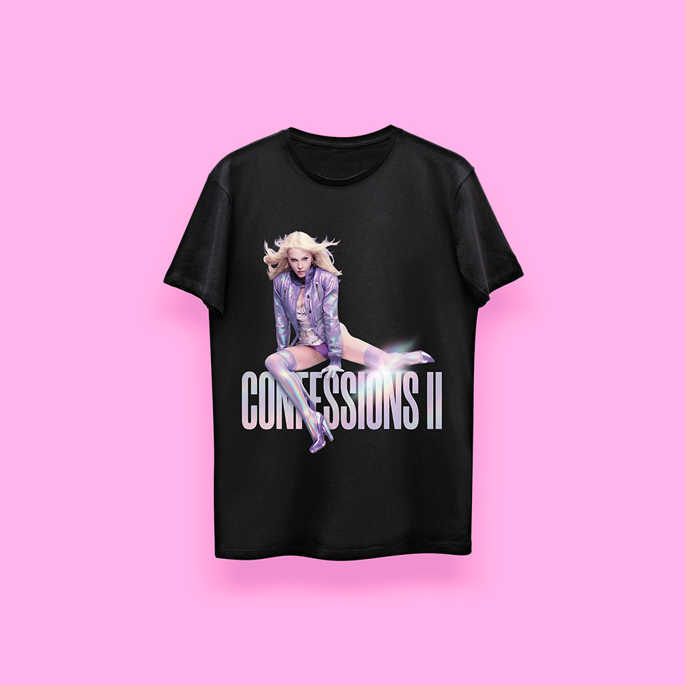 Madonna CONFESSIONS II purple jacket (playera negra)