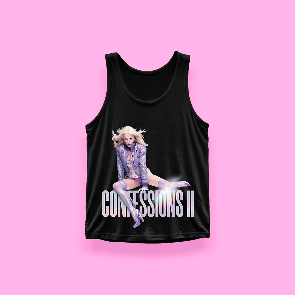 Madonna CONFESSIONS II purple jacket (tank top negro)