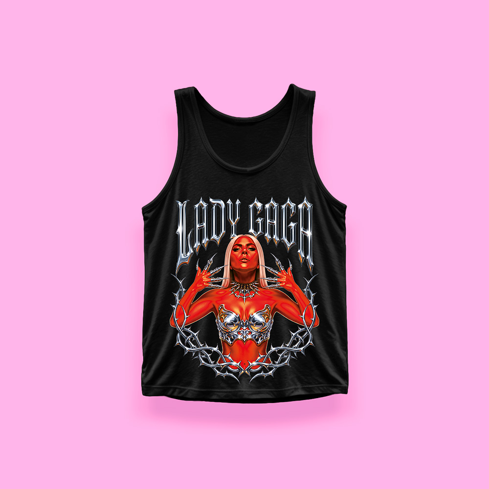 Lady Gaga RED DEMON (tank top negro)