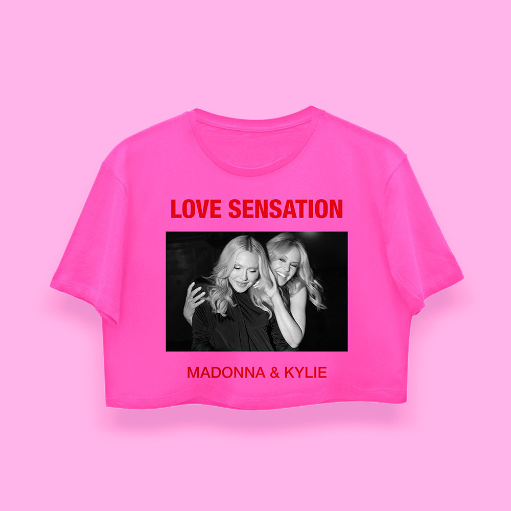 Madonna & Kylie LOVE SENSATION crop-top (playera corta fucsia)