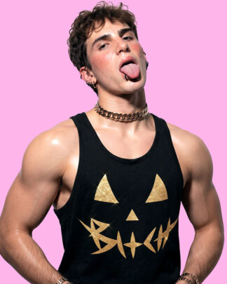 Halloween bxtch GOLD (tank top negro)