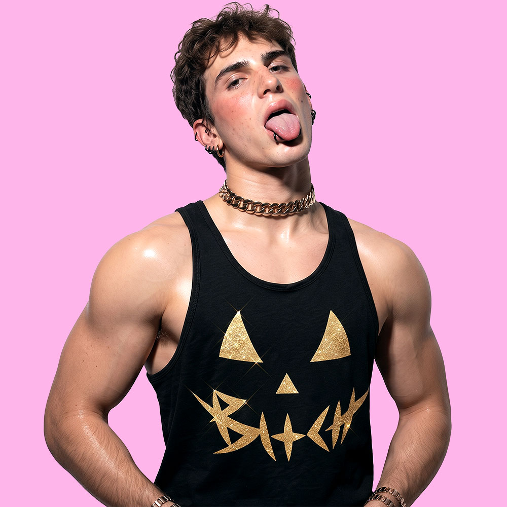 Halloween bxtch GOLD (tank top negro)