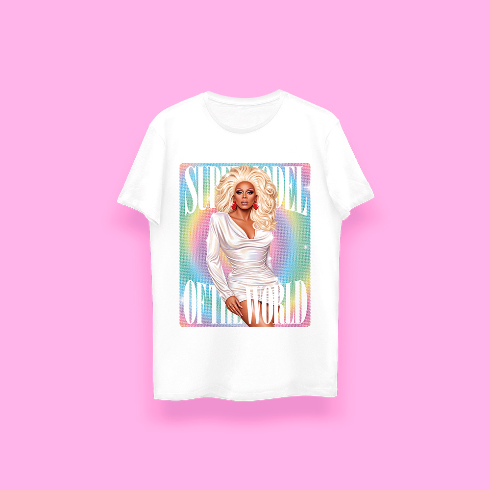 RuPaul, supermodel of the world (playera blanca)